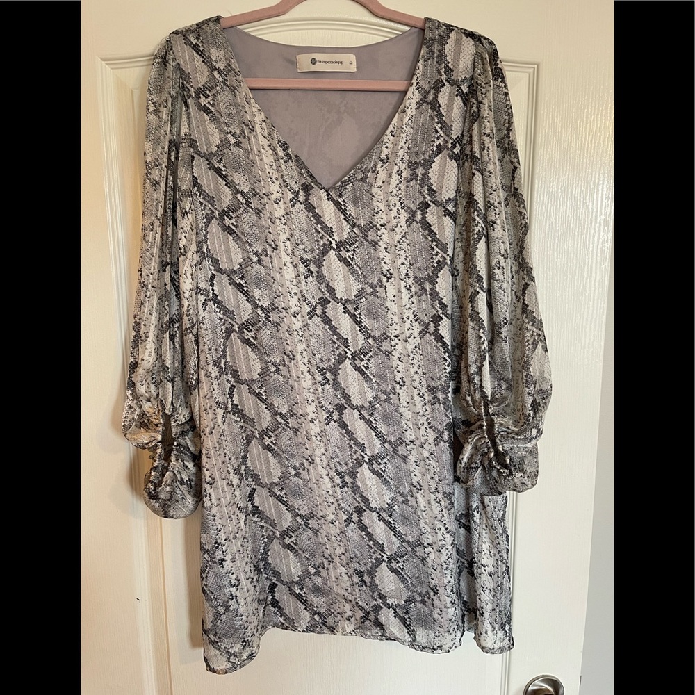 The Impeccable Pig Women’s Fall Tunic Snakeskin Print Shift Top/Dress SZ Medium